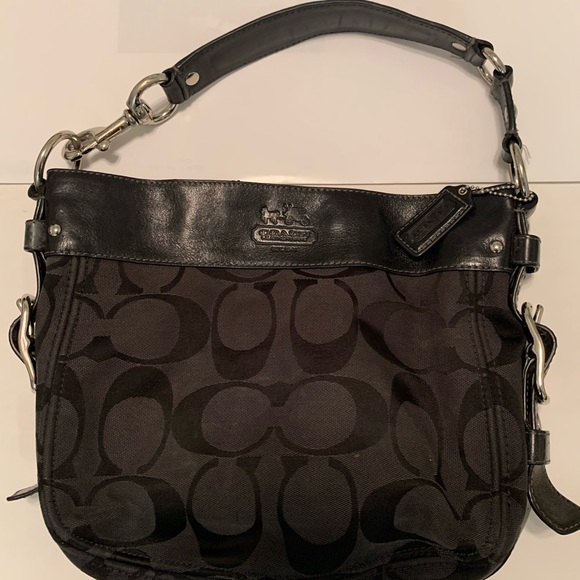 Coach Handbags - Coach Black shoulder handbag/purse signature logo